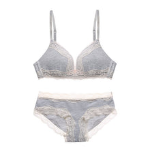 Load image into Gallery viewer, Sexy lady Bra Set  Wire Free Floral Lace Bralette Briefs Set