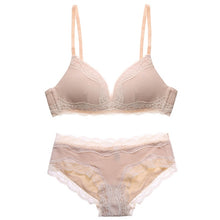 Load image into Gallery viewer, Sexy lady Bra Set  Wire Free Floral Lace Bralette Briefs Set