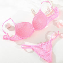 Load image into Gallery viewer, Deep V Lace Surface Push Up Sexy Bra Panty Sets Matching Bow G-string Comfortable Underwear Women Lingerie Set Intimates