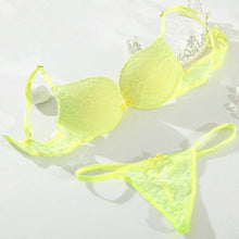 Load image into Gallery viewer, Deep V Lace Surface Push Up Sexy Bra Panty Sets Matching Bow G-string Comfortable Underwear Women Lingerie Set Intimates
