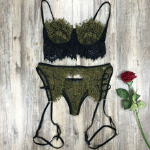 Load image into Gallery viewer, Women Sexy Lingerie Lace Babydoll Open Bra Set G-String