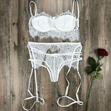 Load image into Gallery viewer, Women Sexy Lingerie Lace Babydoll Open Bra Set G-String